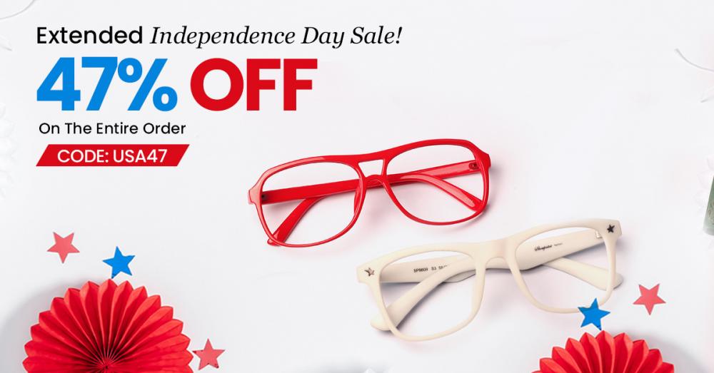 DON'T MISS THE EXTENDED 4TH OF  JULY EYEWEAR SALE ONLINE - GET 47% OFF TODAY!
