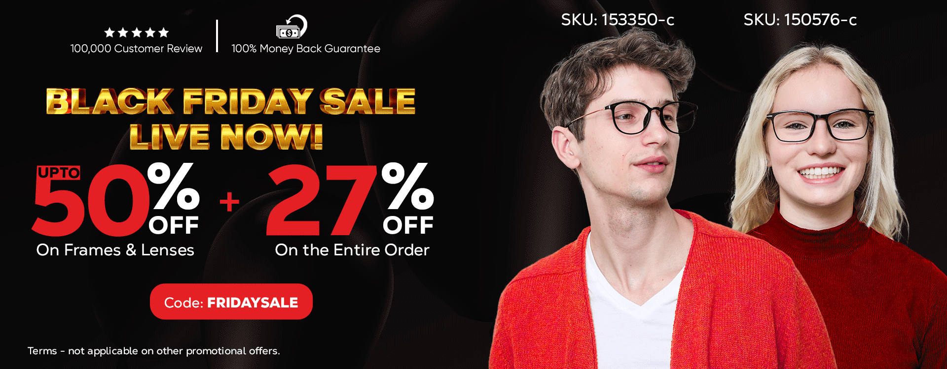 Upto 50% Discount On Frames & Lenses Extra 27% OFF On The Entire Order CODE: FRIDAYSALE